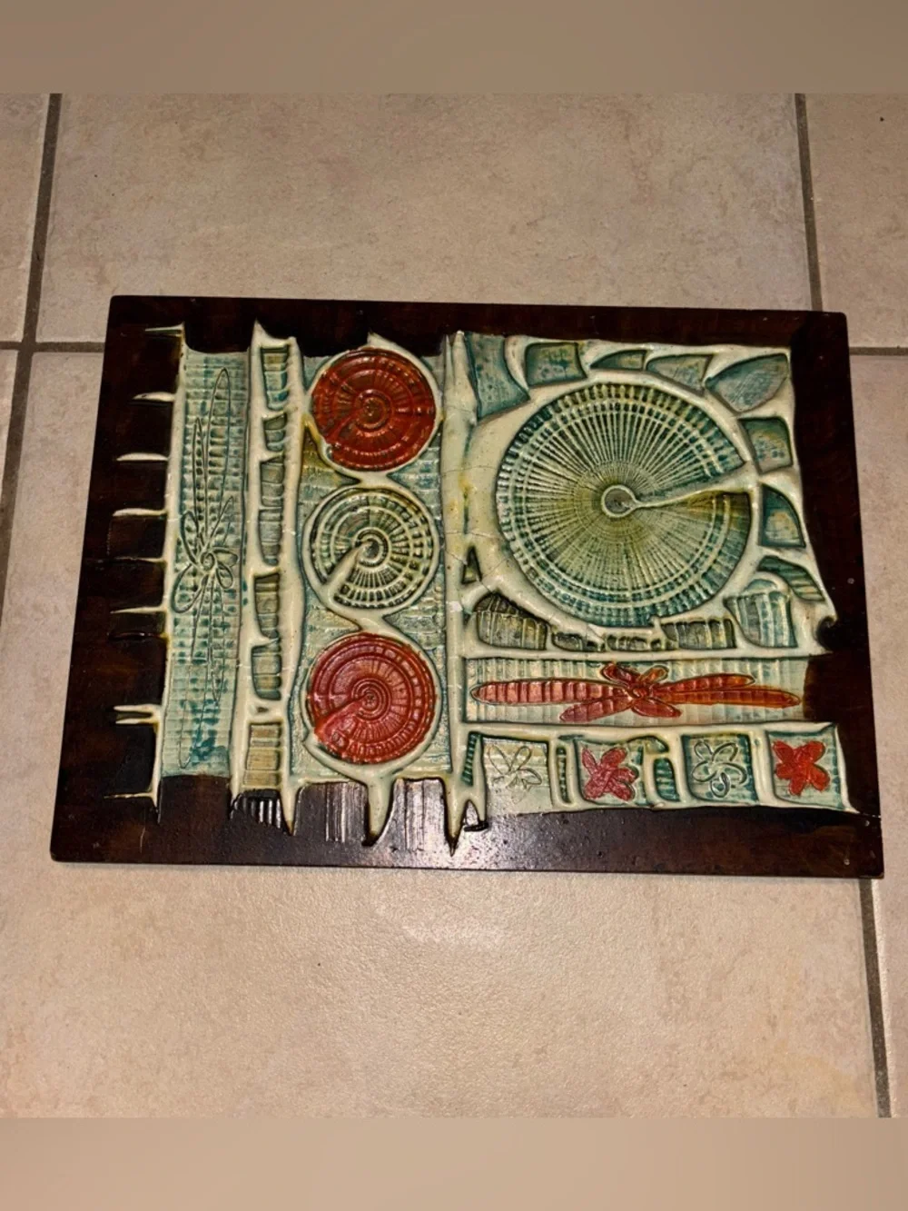 Sylvia Watmough Vintage 1971 Troika Style Bas Relief Mixed Media Art